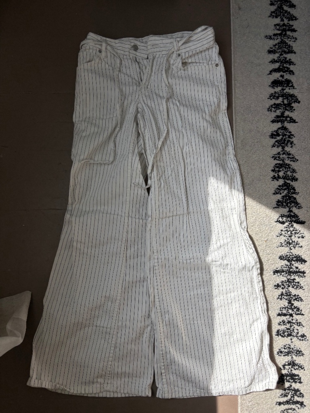 Pinstripe denim jeans